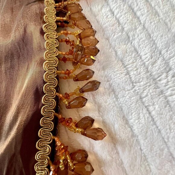 Pair of 2 Brown Beaded Curtain Scarves - Picture 5 of 6